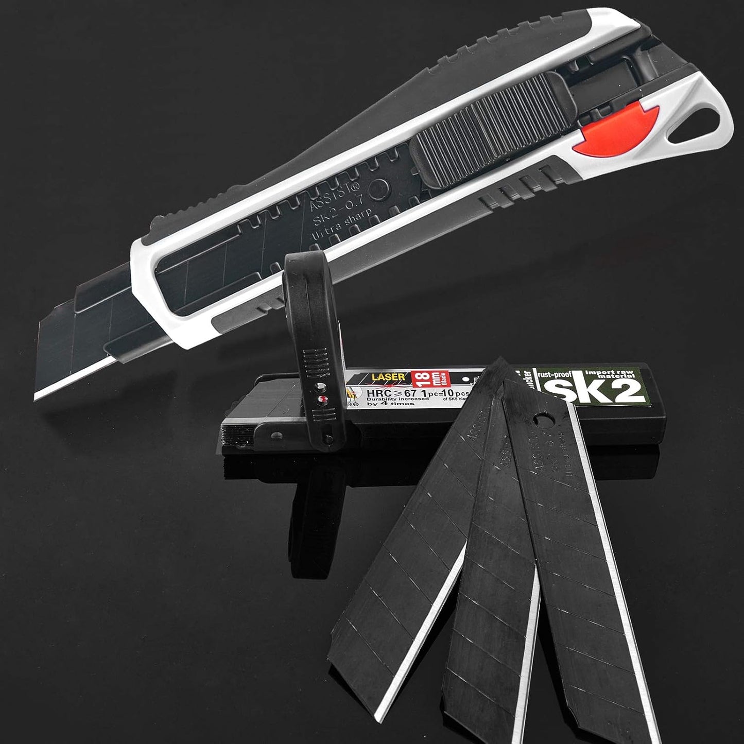 Cortador caja cuchillo retráctil 0.709pulg 10 cuchillas