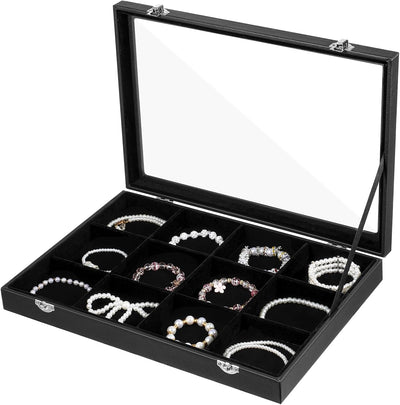 Caja organizadora 12 rejillas para joyas con tapa