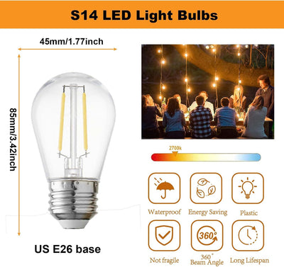 Bombilla LED S14 E26 120V 2700K plástico transparente