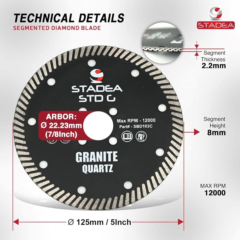 Hoja sierra diamante 5pulg corte turbo seco pack 10