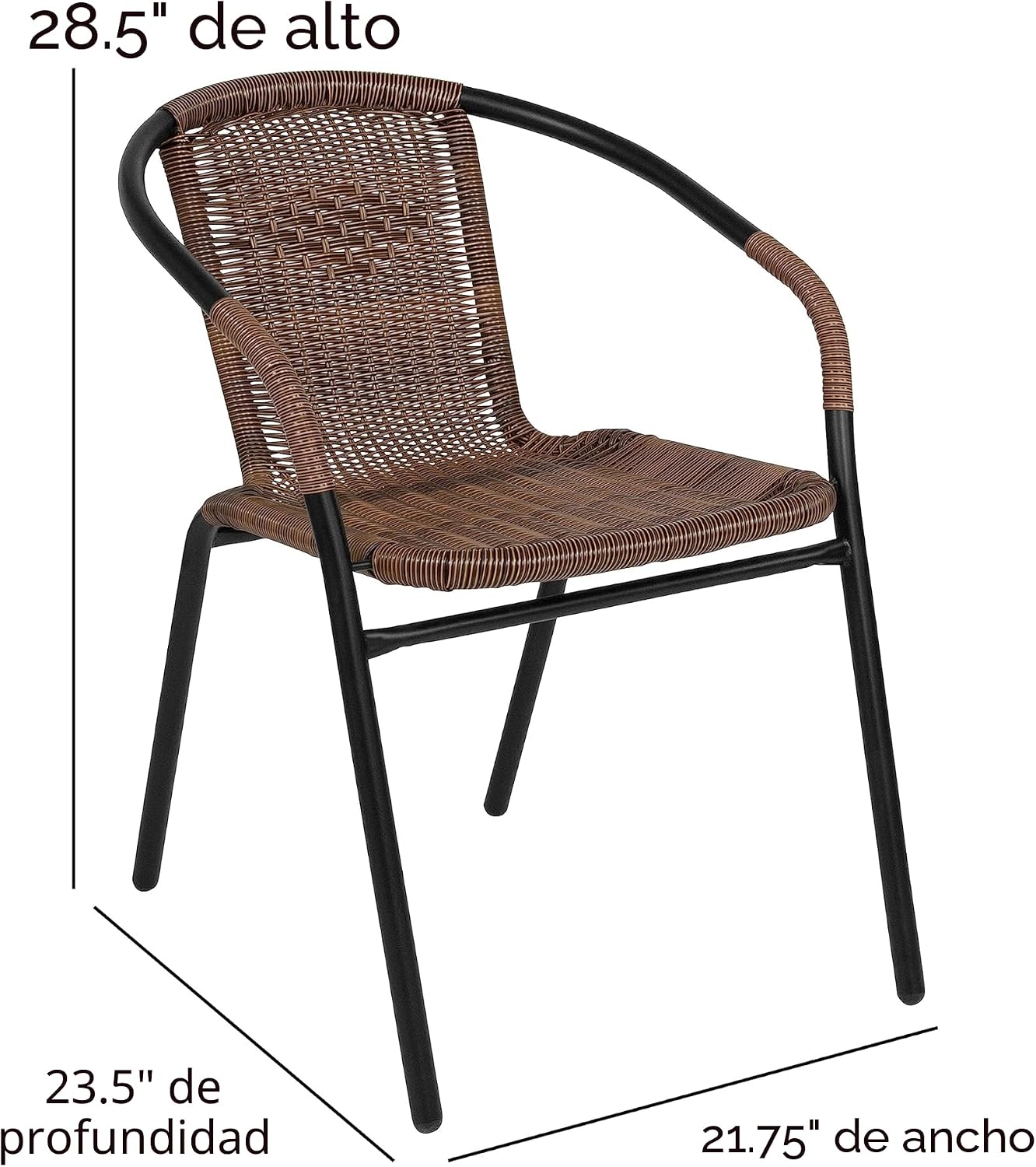 Sillas comedor ratán apilables marrón set 2