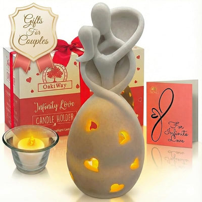 Estatua portavelas Infinity Love vela LED para parejas