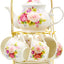 Set 20 Pzas Tazas Té Porcelana China Borde Dorado Estante