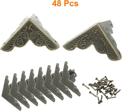 48 Protectores Esquina Bronce Antiguo 1x1pulg para Muebles