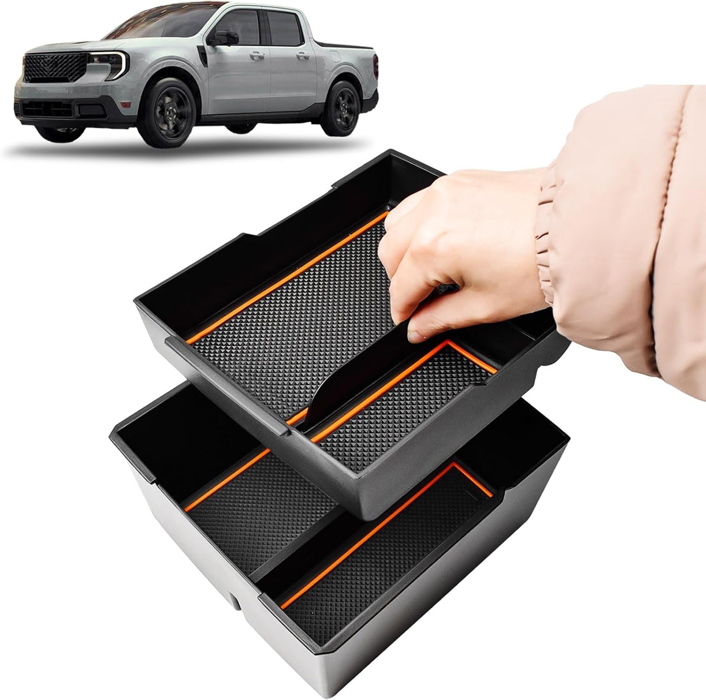 Organiz. consola Ford Maverick 2022-26 reposabrazos