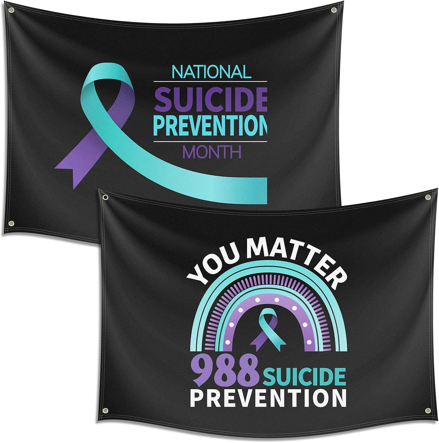 2 Banderas Prevención Suicidio 47x71" Interior Exterior