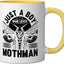 Taza Cerámica Mothman Criatura Legendaria Amarillo Blanco