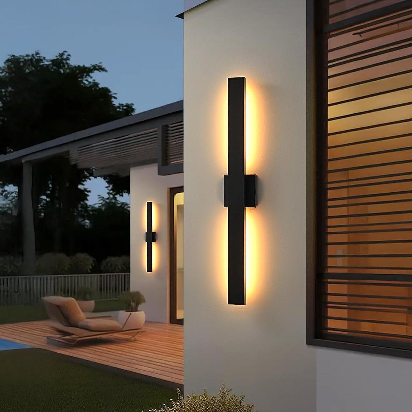 Luces LED pared exterior 34pulg aluminio vidrio 3000K
