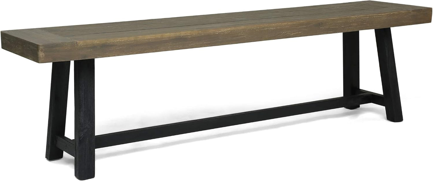Banco madera acacia acabado gris y negro
