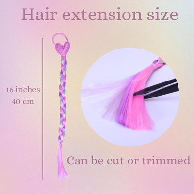 8 extensiones cabello coloridas con bandas goma para fiesta