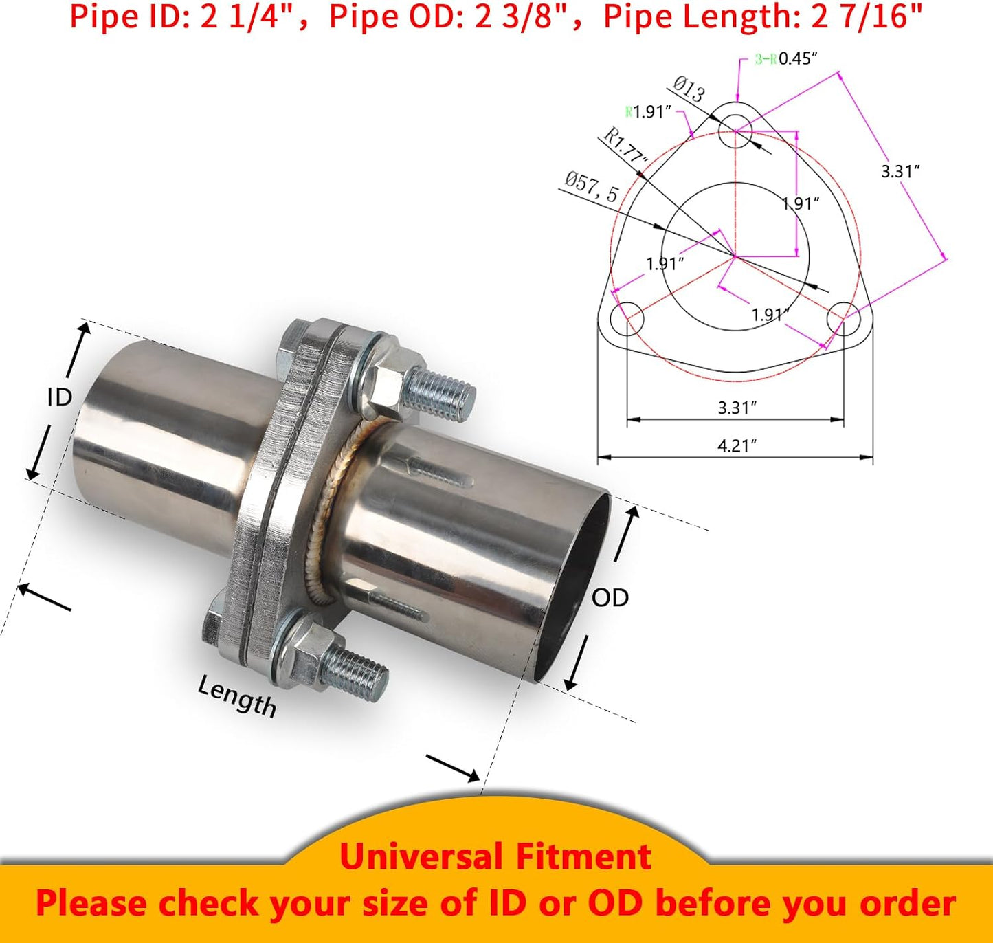 Kit pernos brida escape T304 acero inox 2.25''