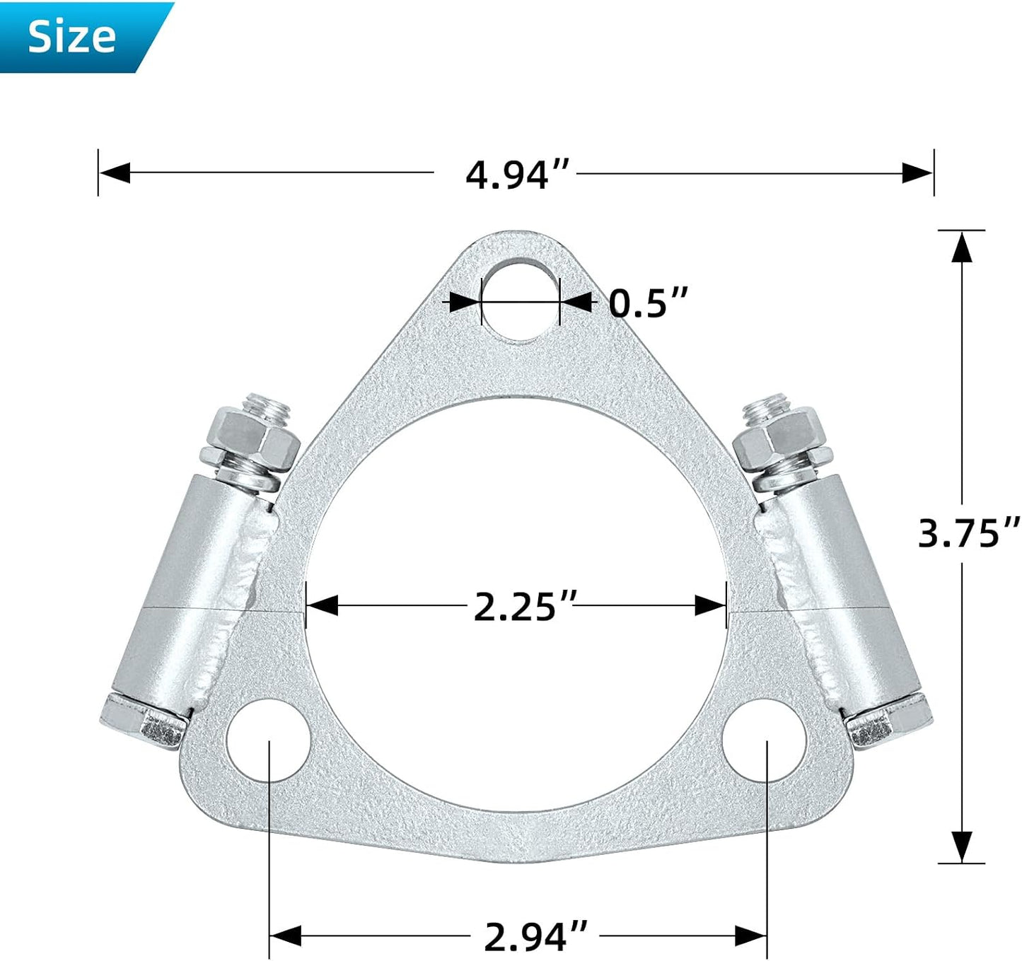 Brida dividida escape triangular 2.25" para tubo Y 2" pack 2