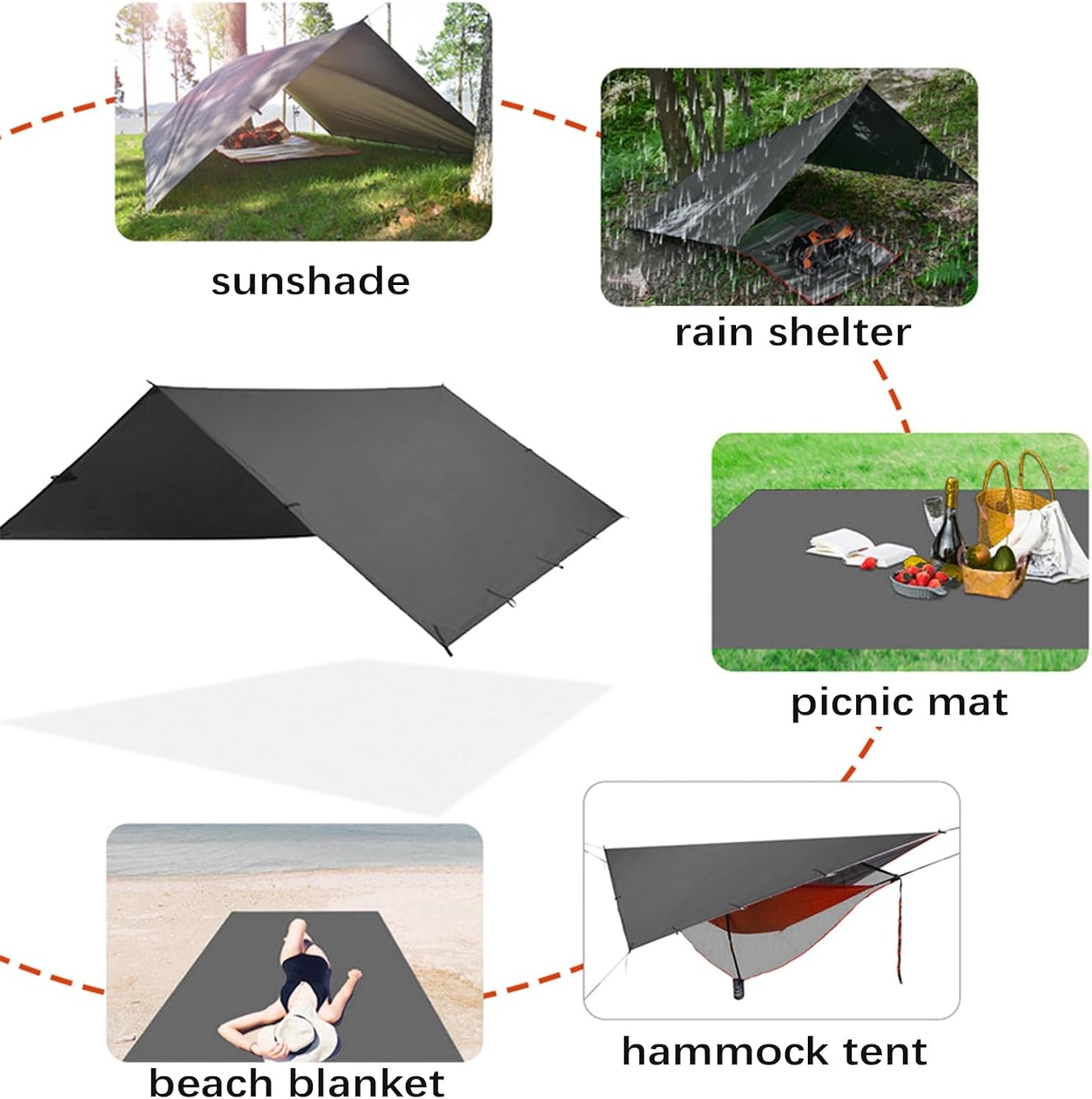 Lona impermeable para camping, picnic y refugio