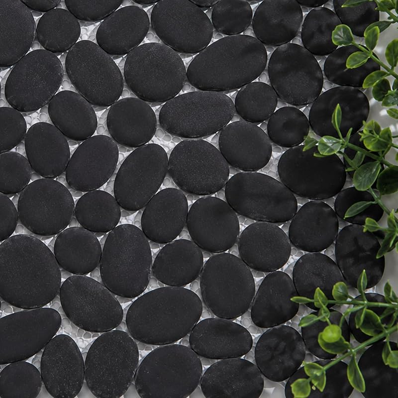 Azulejo guijarros ovalado negro para ducha cocina baño