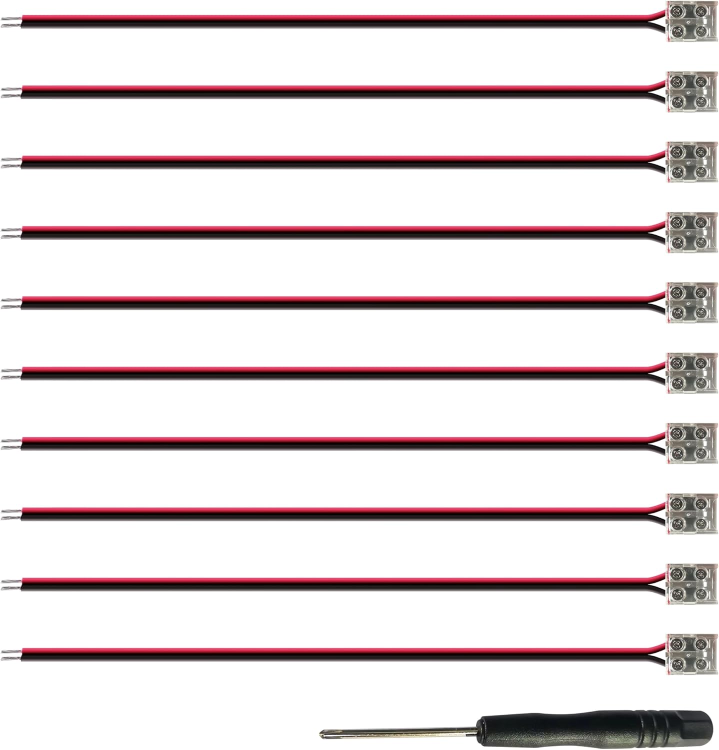 Conector luz led 10mm sin soldadura 2 pines cable 6' 20awg