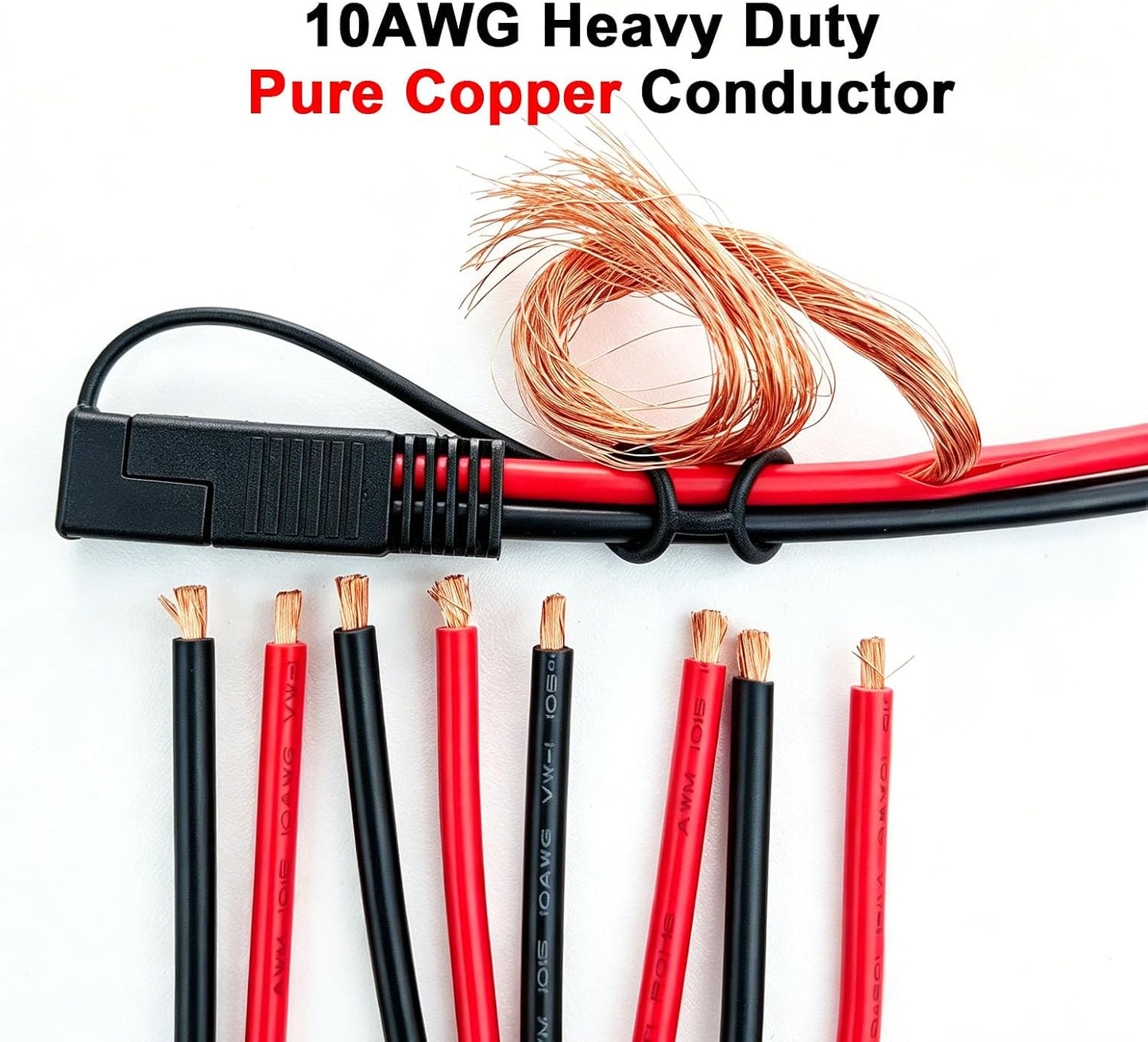 Cable cobre puro 4 conectores SAE 10 AWG con tapas antipolvo