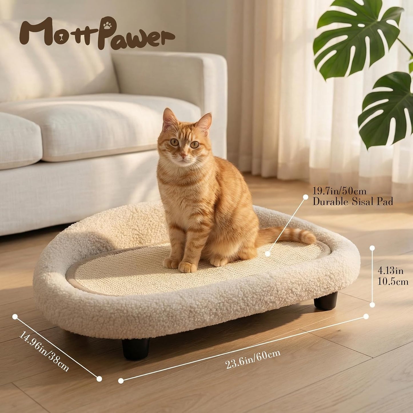 Cama rascador sisal para gatos con almohadilla repuesto blanco roto