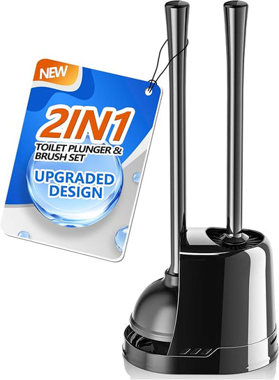 Juego émbolo cepillo inodoro 2en1 5.3pulg negro