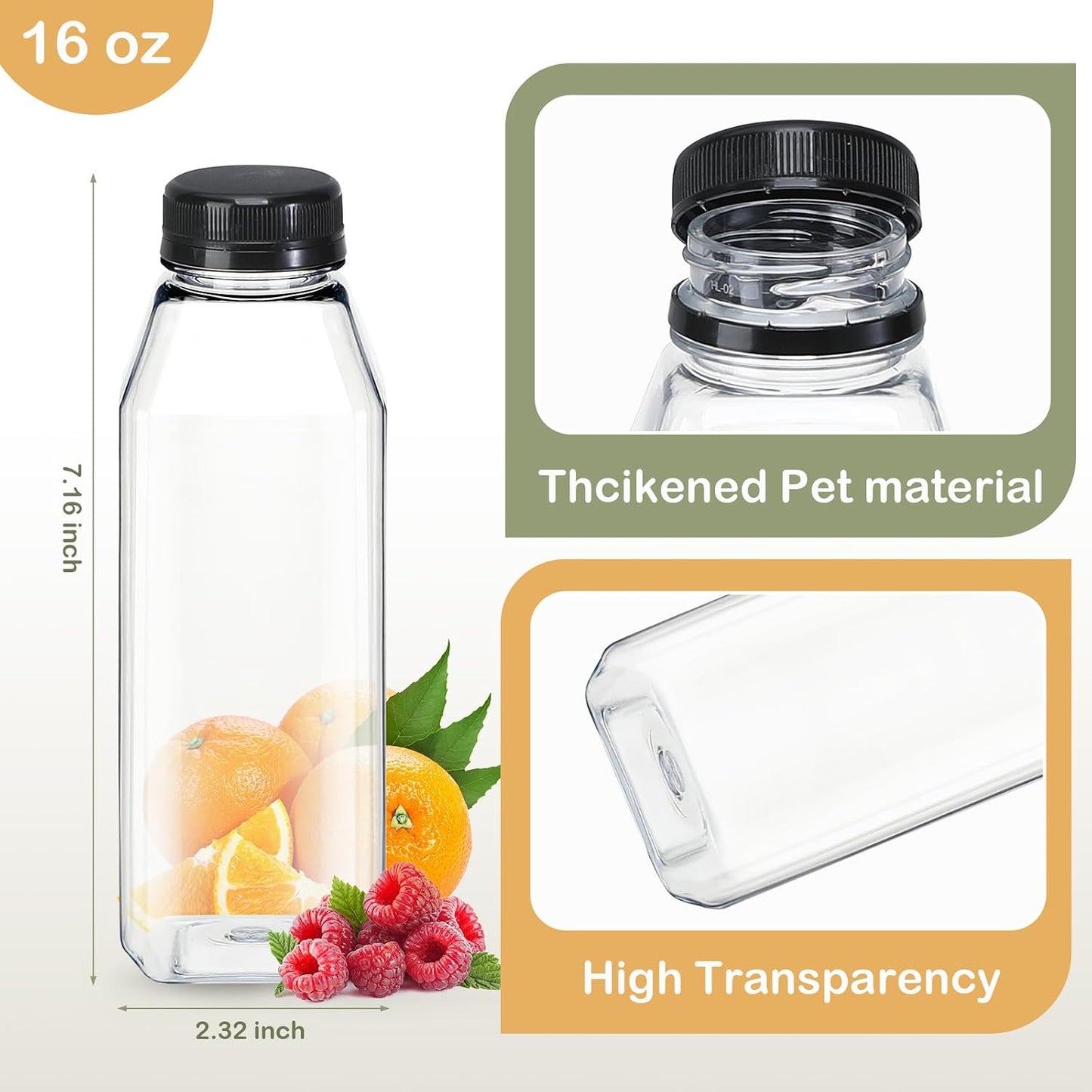 24 Botellas Plástico 16oz Reutiliz. Tapas Fugas