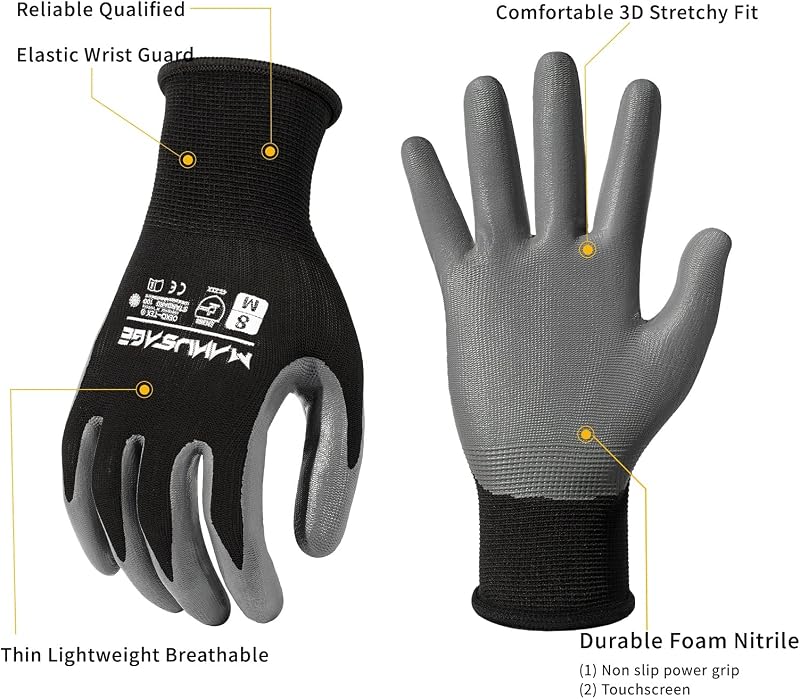 Guantes trabajo seguridad ultradelgados naranja 6 pares