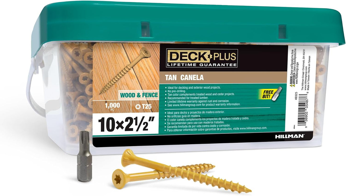 Tornillos madera exterior 2.5pulg #10 x 2.5 Torx resistente