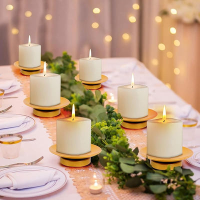 Set 6 portavelas hierro dorado para velas pilar decoración fiestas