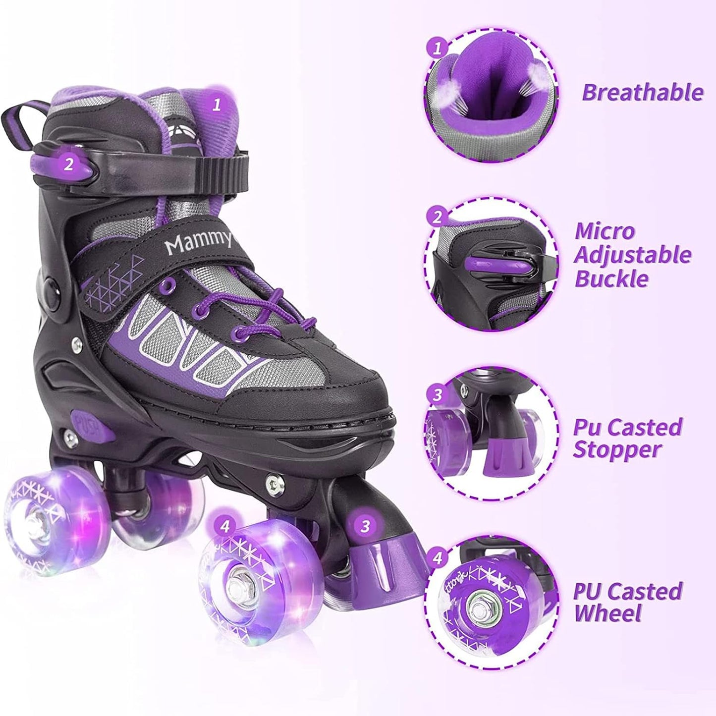 Patines para niños ajustables con ruedas iluminadas 6-12