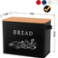 Panera metal con tapa bambú 13x7.2x9.8" color negro