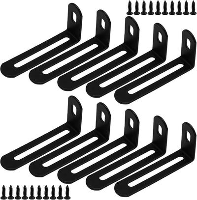 10 Soportes Esquina L Metal Negro para Estantería
