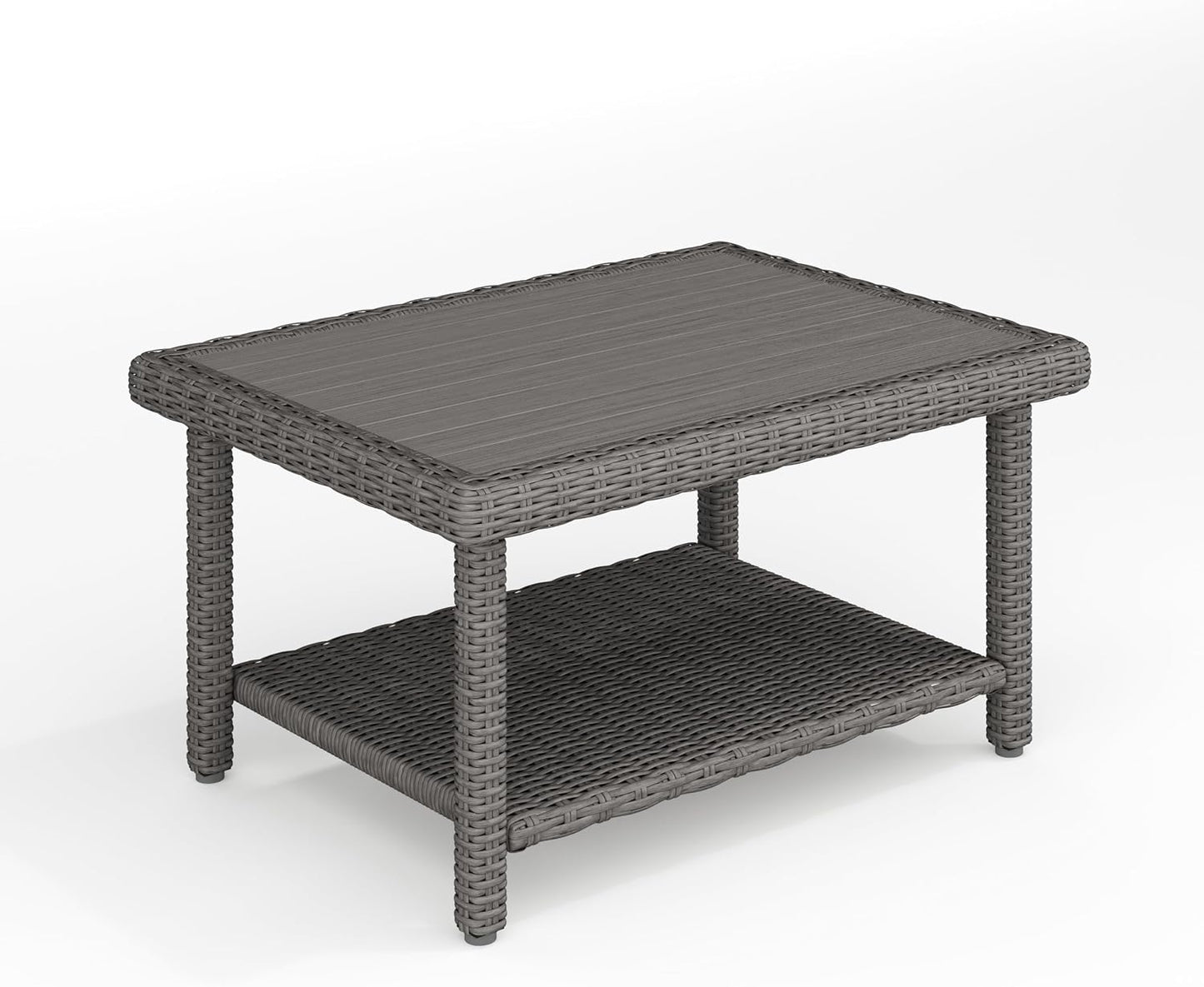 Mesa centro patio madera sintética mimbre gris