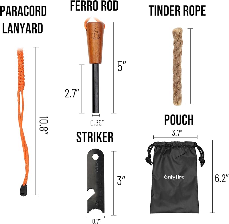 Kit arranque fuego acero mecha yesca pedernal impermeable camping