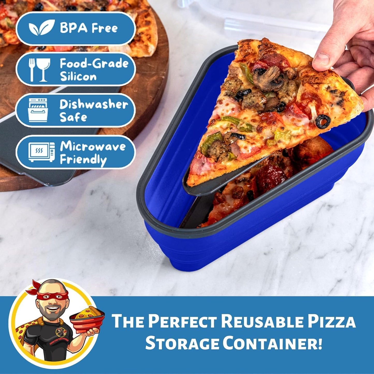 Contenedor pizza reutiliz. 5 bandejas ajustables sin BPA