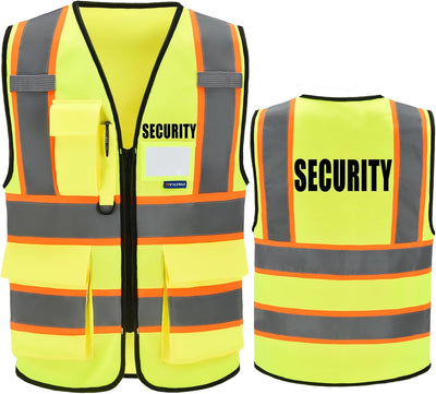 Chaleco seguridad visibilidad alta 7 bolsillos cremallera