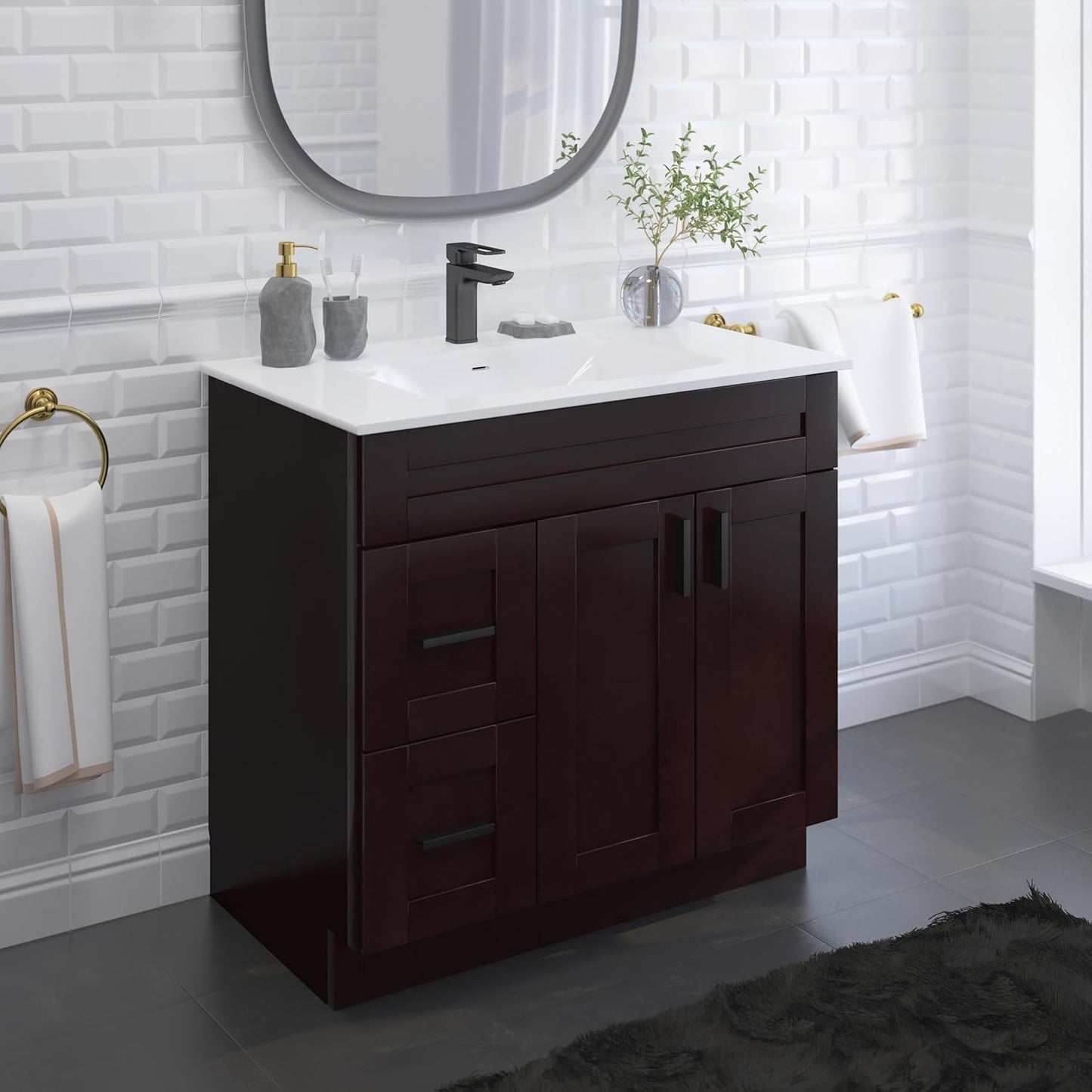 Lavabo baño con cajones 36pulg