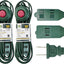 2 Cables Extensión 15ft con Interruptor 2 Clavijas 3 Tomas 16/2c