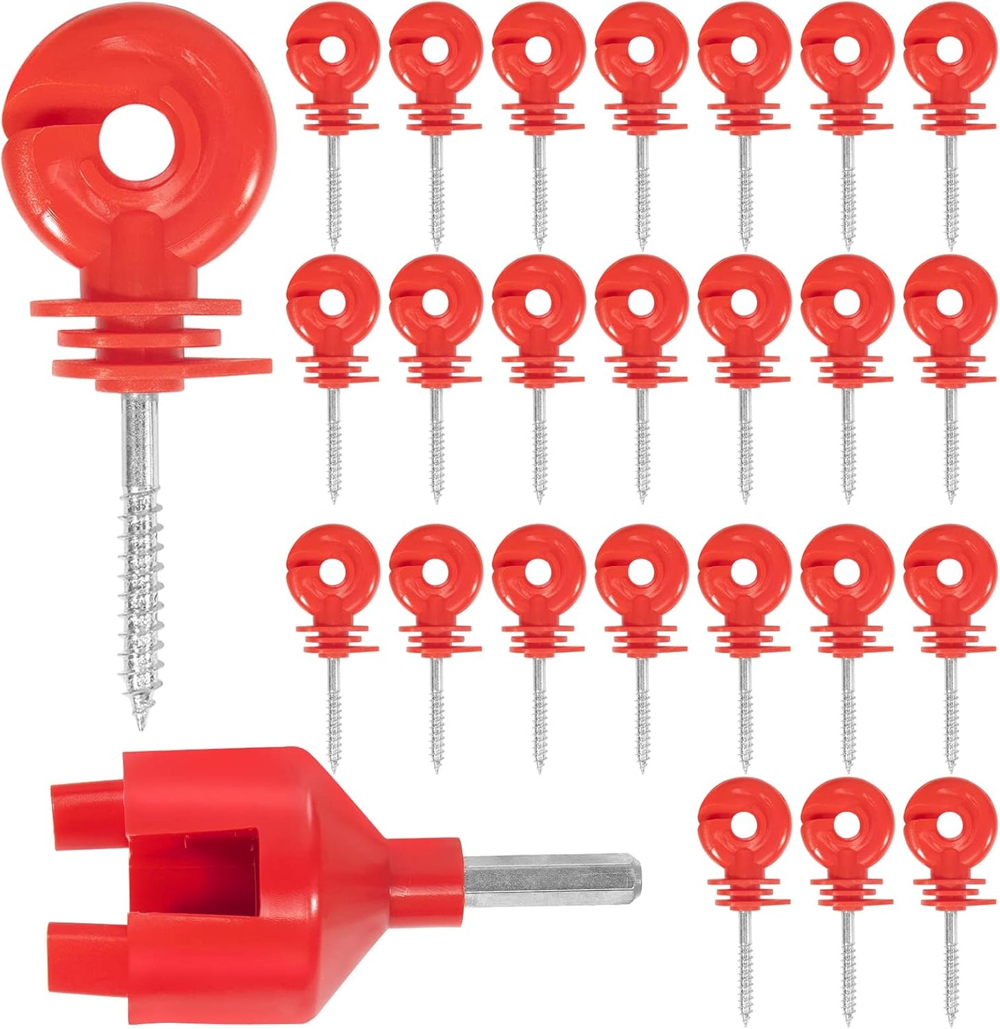 25 Pzas Aislador Eléctrico Rojo Poste Madera