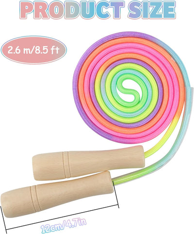Cuerda saltar ajustable para niños con mango madera fitness