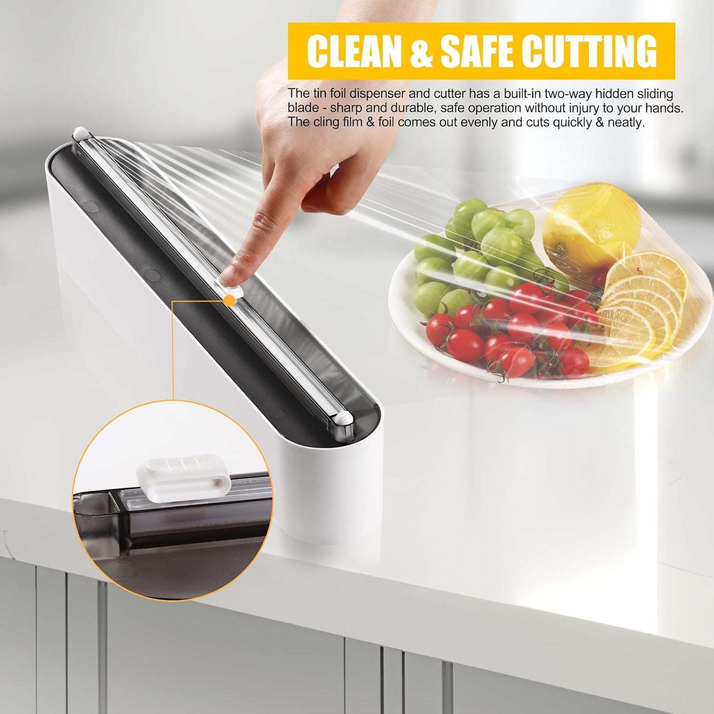 Dispensador papel aluminio plástico cortador magnético 12pulg