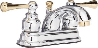 Grifo lavabo vintage 4pulg cromo y latón