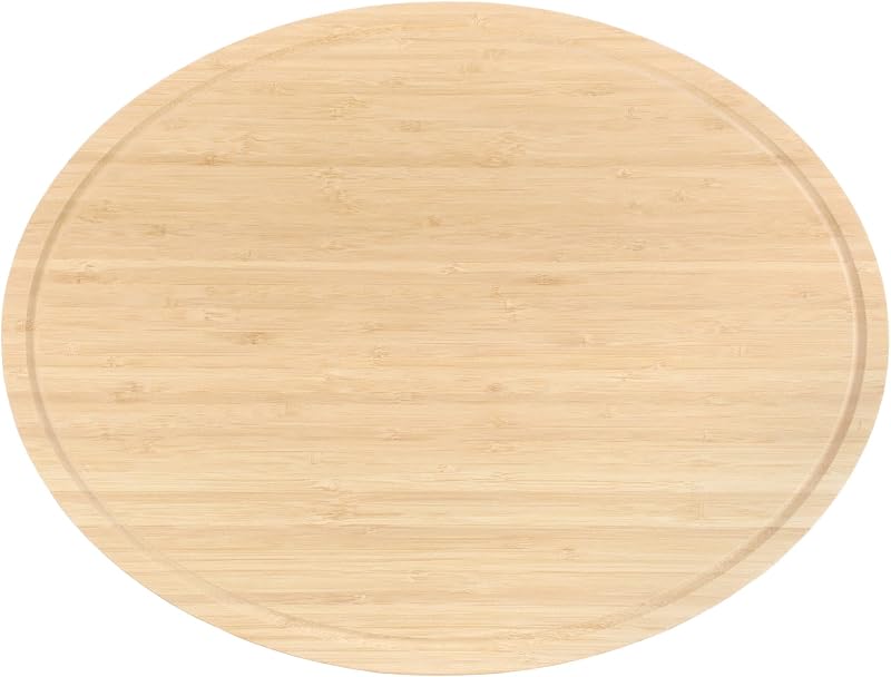 Tabla cortar servir bambú ovalada 17x13pulg ranurada