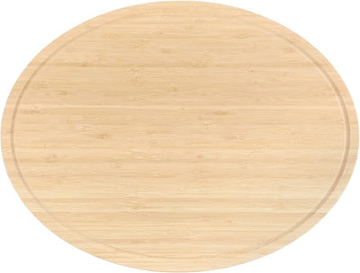 Tabla cortar servir bambú ovalada 17x13pulg ranurada