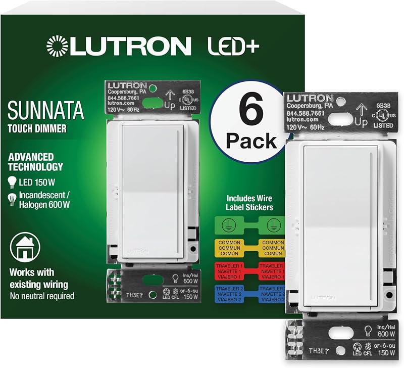 Interruptor táctil LED 3 vías pack 6 blanco