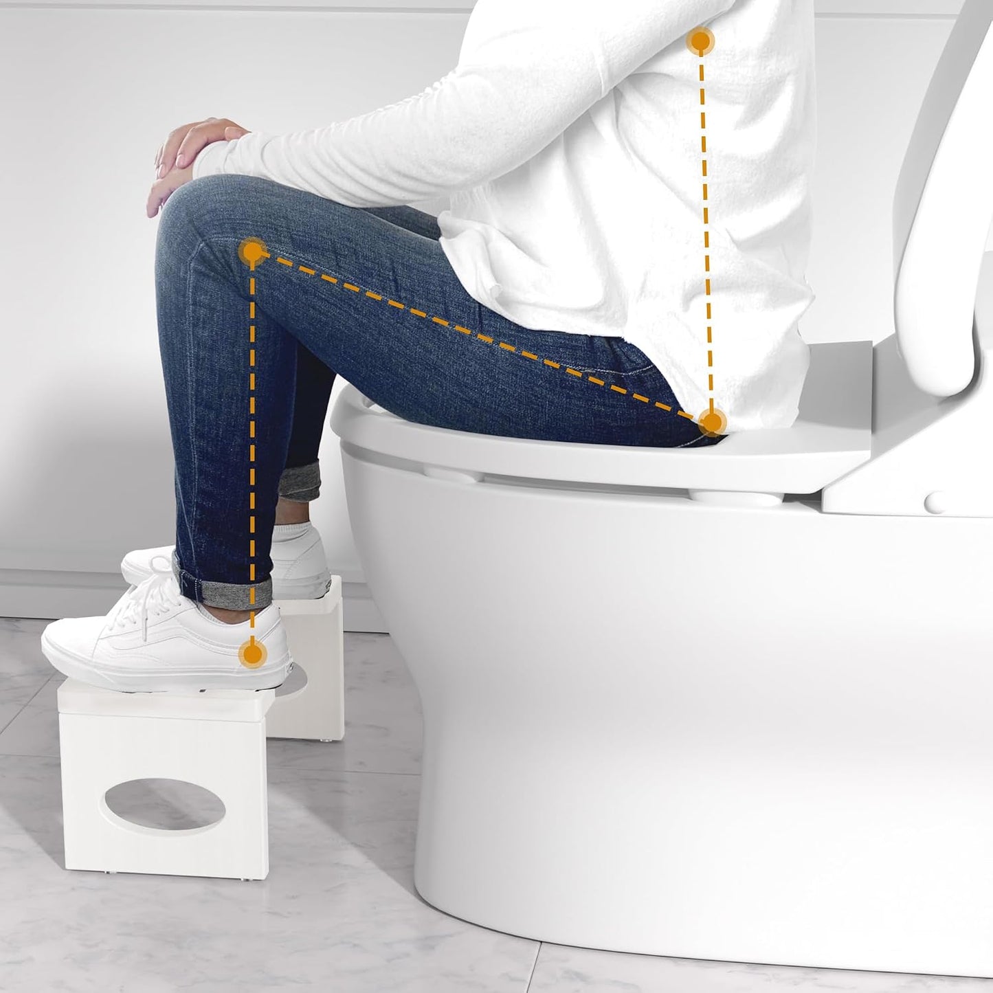Taburete baño bambú 7pulg plegable blanco