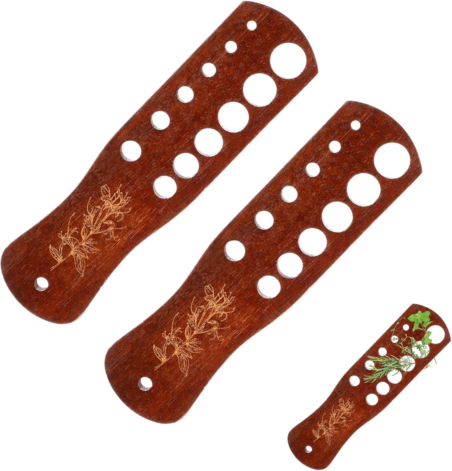 Set 2 herramientas madera pelar hierbas separador hojas acacia