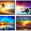 Decoración playa dormitorio arte mar puesta sol lienzo 4pzas
