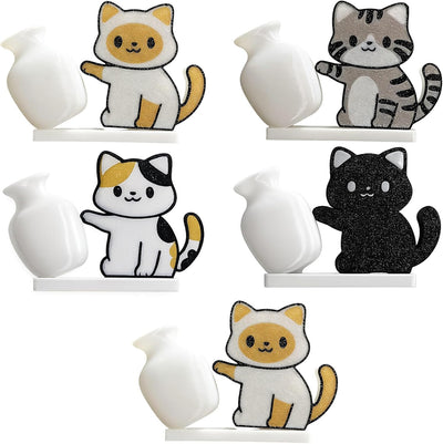 5 imanes de nevera para gatos con jarrón bigote y diseños para decorar