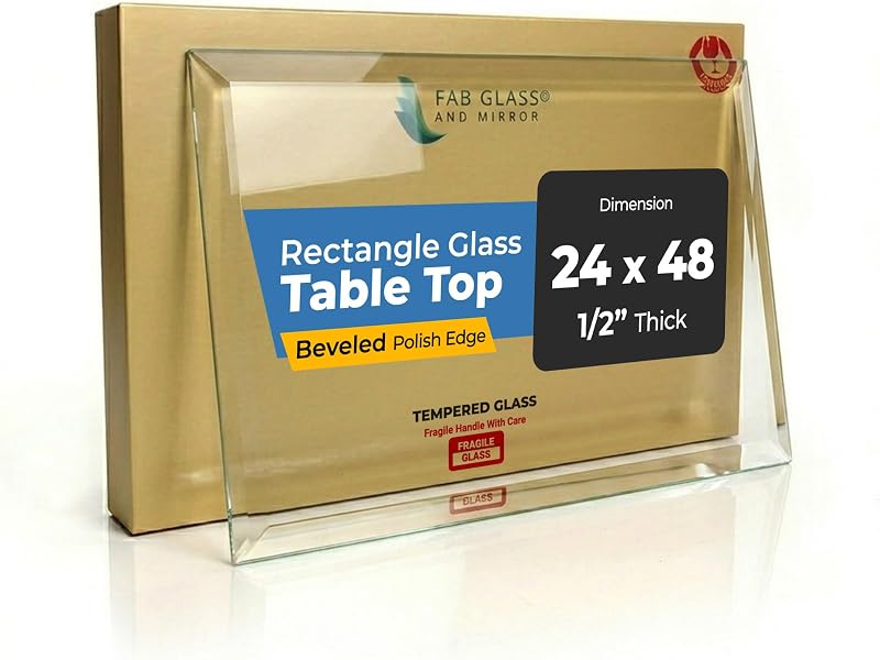 Mesa rectangular vidrio templado 24x48" resistente arañazos