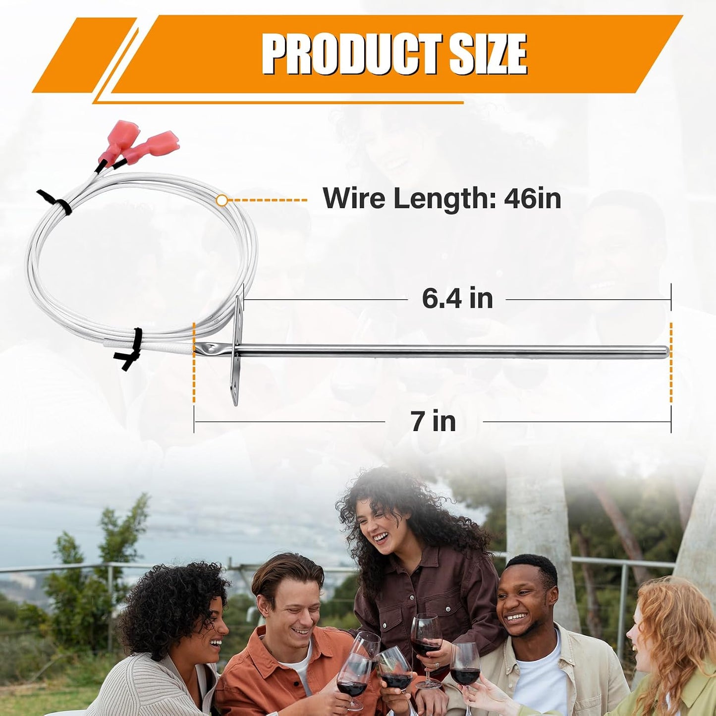 Sensor temperatura sonda RTD 7pulg para rejillas pellets