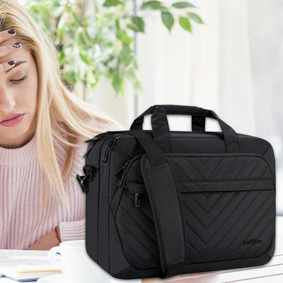 Maletín laptop expandible 17pulg color negro para mujer y hombre