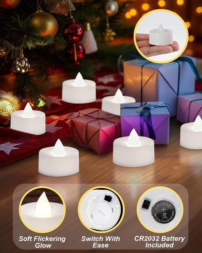 Set 100 Velas LED Pilas Luz Blanca Parpadeante